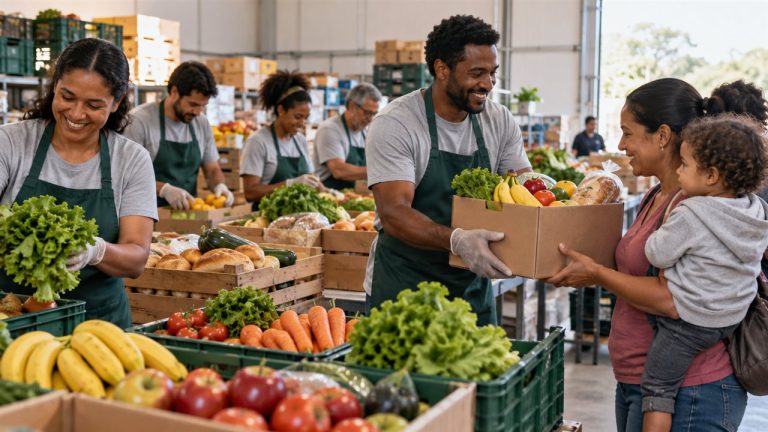 Alimentos que seriam desperdiçados podem chegar a famílias: entenda os Bancos de Alimentos Voluntários preparando alimentos para famílias em banco de alimentos