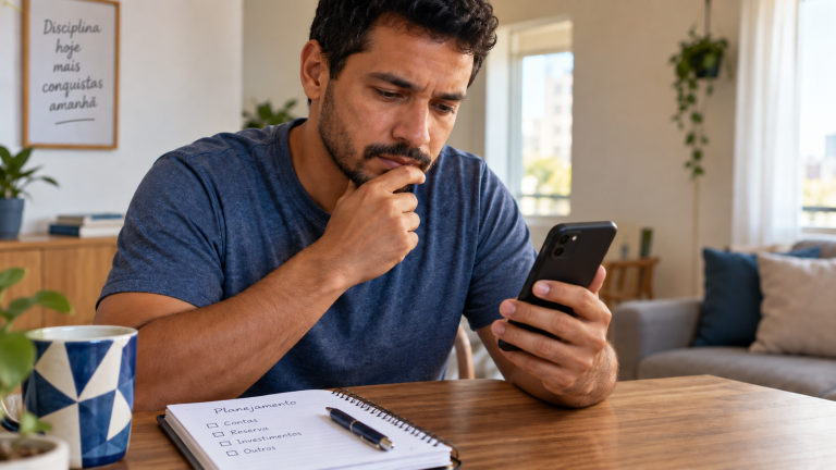 Homem consulta no celular informações sobre a devolução de saldo das bets