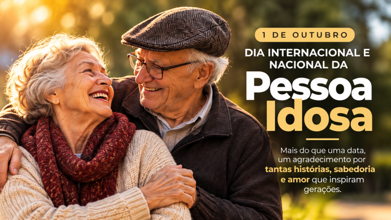 Dia do Idoso celebra histórias que o tempo não apaga Casal de idosos sorrindo em homenagem ao Dia do Idoso em 1º de outubro